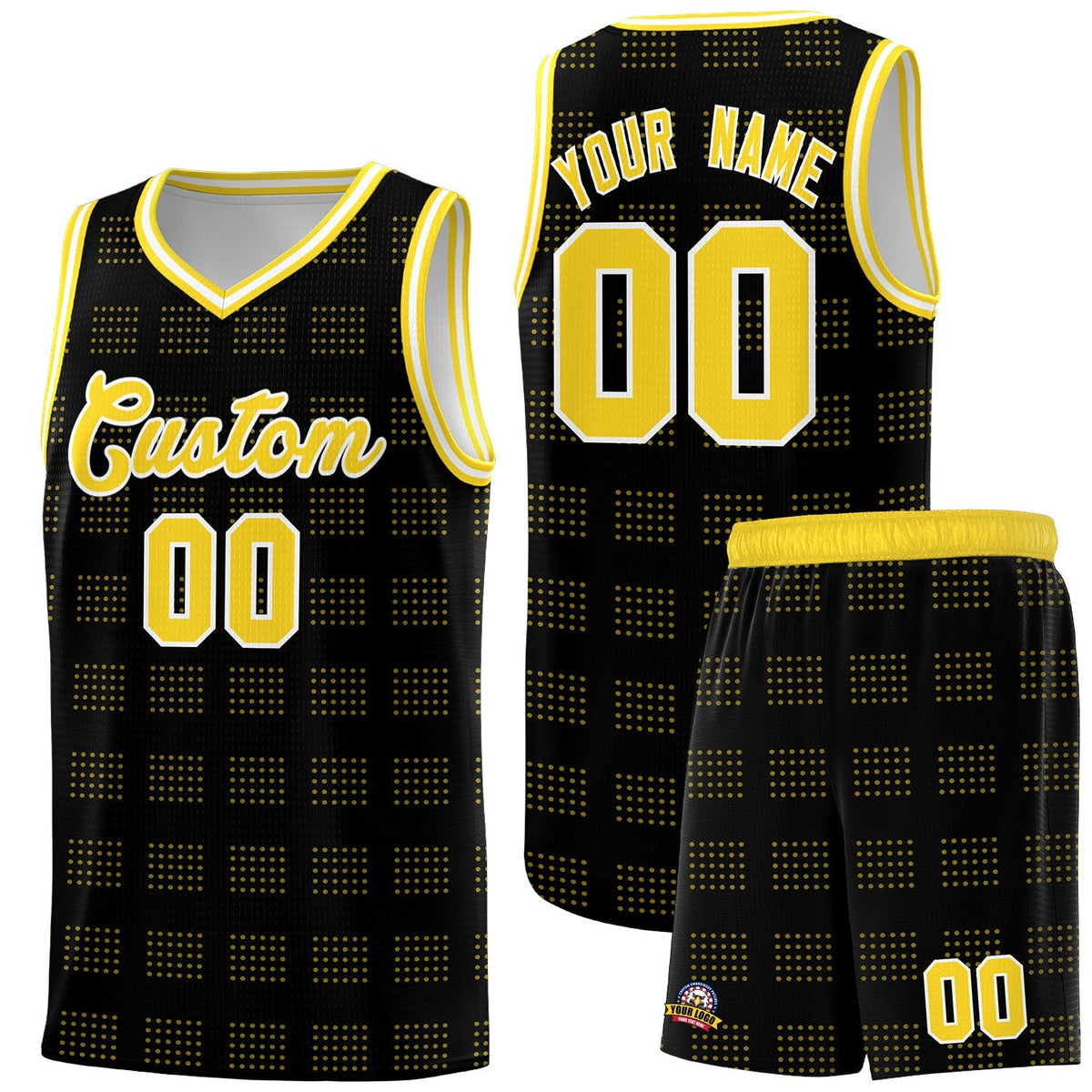 Custom Black Gold Trailblazer Dot Pattern Sports Uniform Basketball Jersey |KXKSHOP