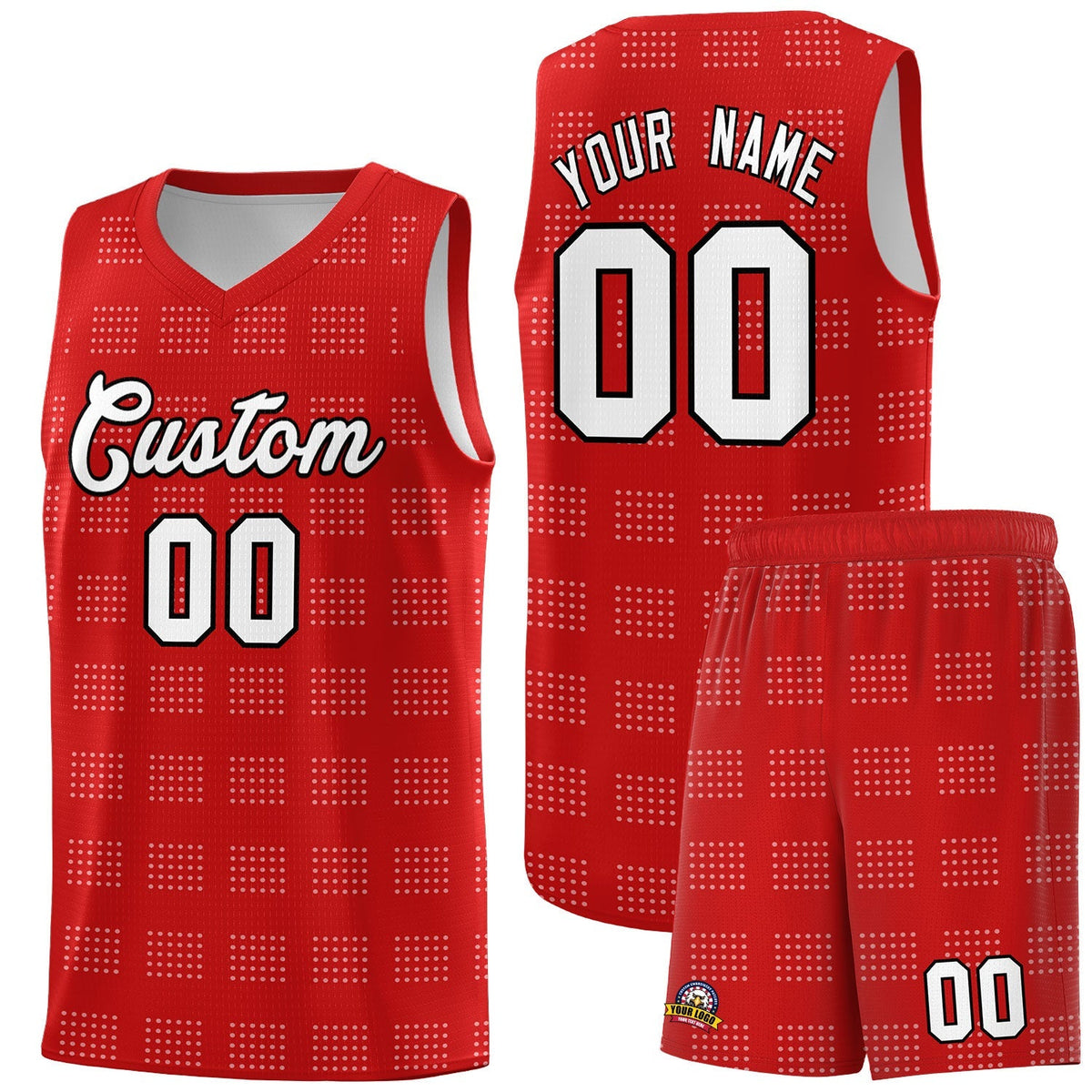Custom Red White Trailblazer Dot Pattern Sports Uniform Basketball Jersey |KXKSHOP