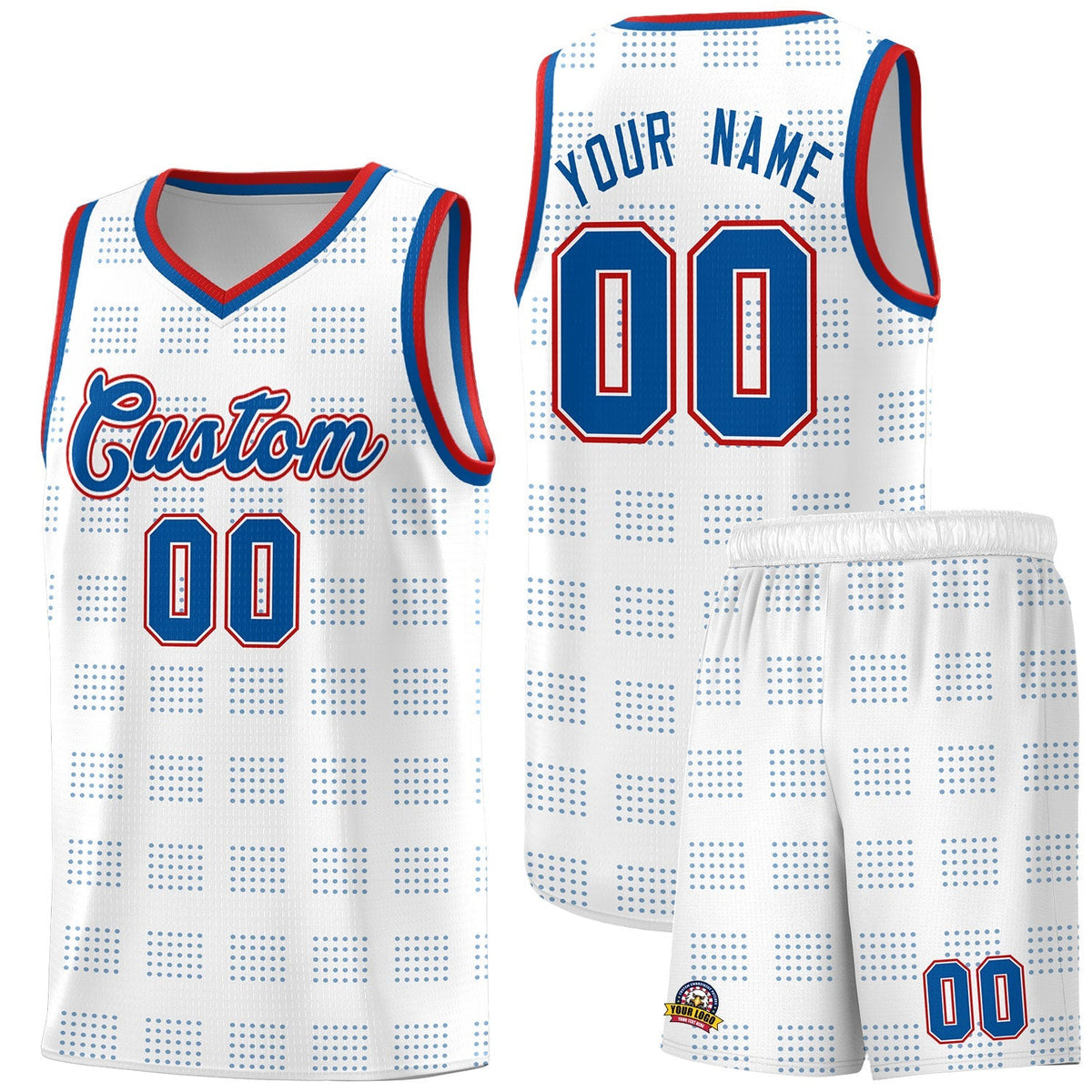 Custom White Royal Trailblazer Dot Pattern Sports Uniform Basketball Jersey |KXKSHOP