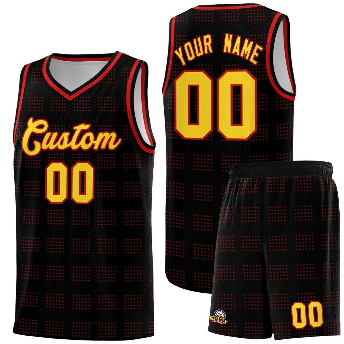 Custom Black Red Trailblazer Dot Pattern Sports Uniform Basketball Jersey |KXKSHOP
