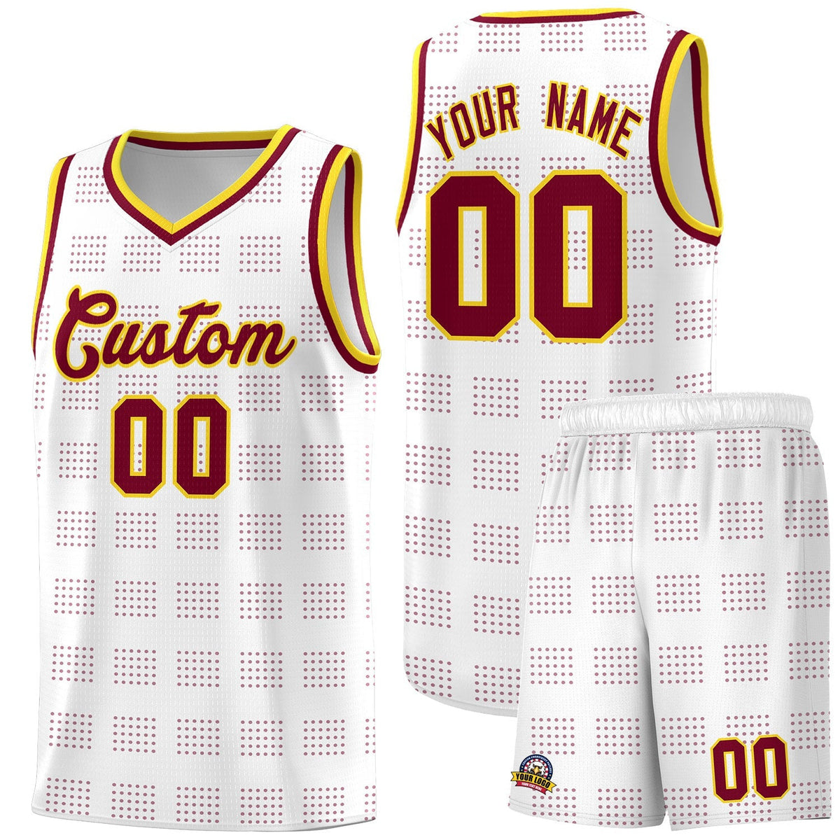 Custom White Crimson Trailblazer Dot Pattern Sports Uniform Basketball Jersey |KXKSHOP