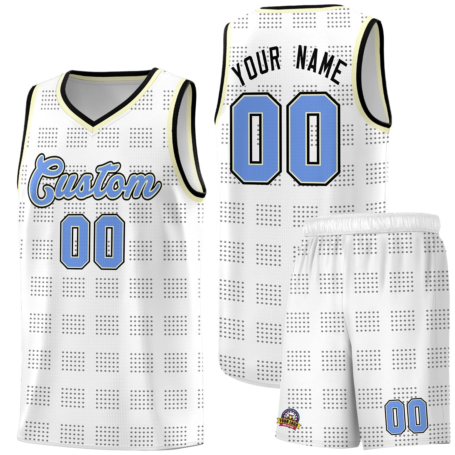 Custom White Black Trailblazer Dot Pattern Sports Uniform Basketball Jersey |KXKSHOP