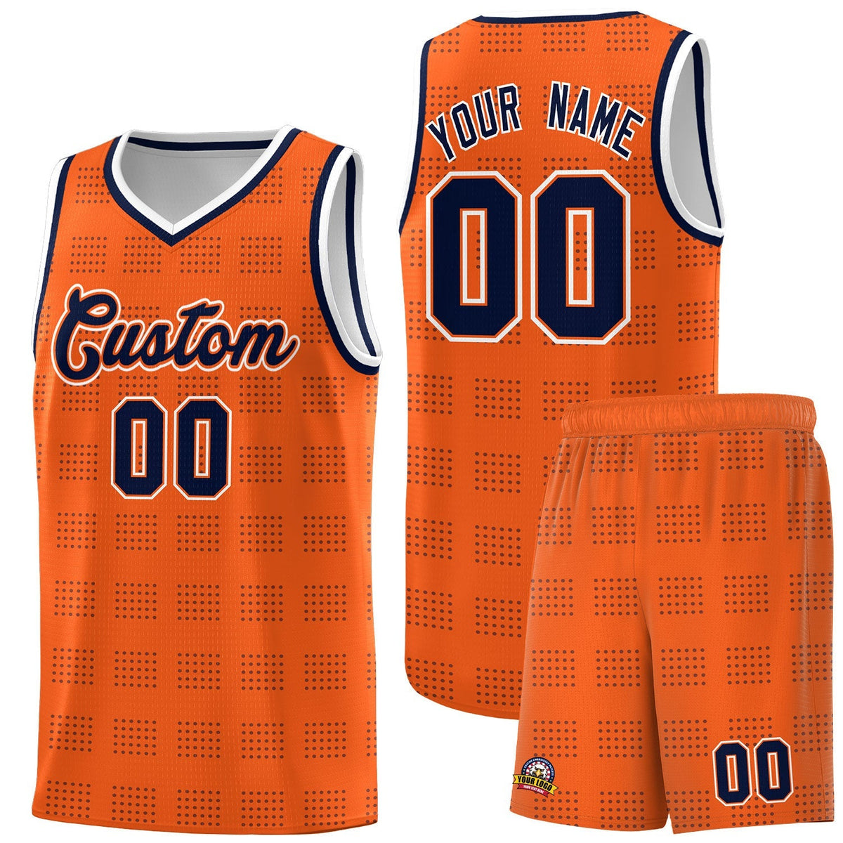 Custom Orange Navy Trailblazer Dot Pattern Sports Uniform Basketball Jersey |KXKSHOP