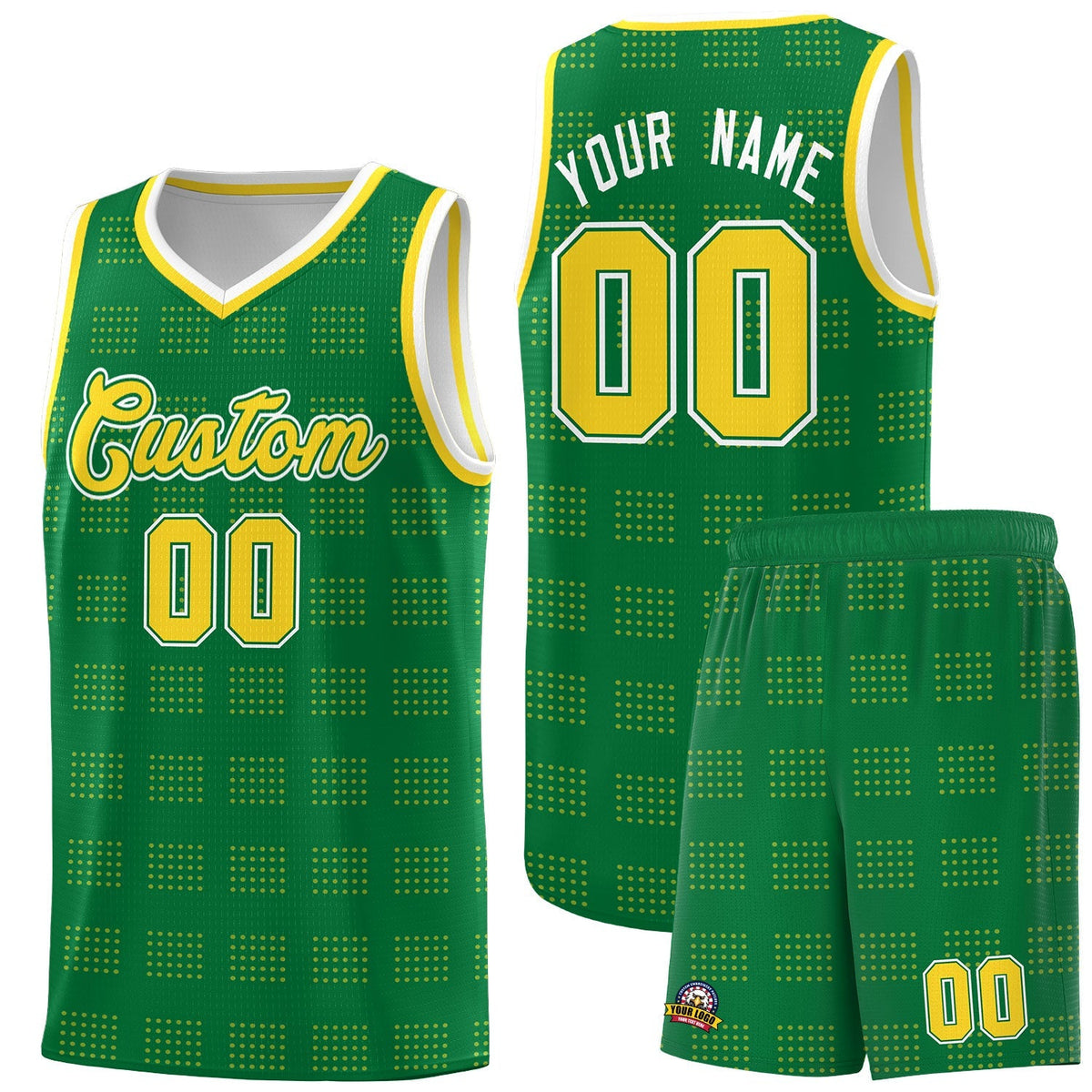 Custom Kelly Green Gold Trailblazer Dot Pattern Sports Uniform Basketball Jersey |KXKSHOP