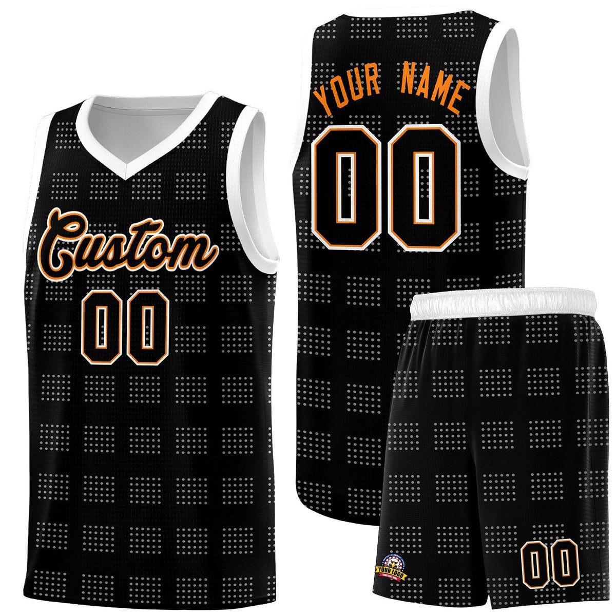 Custom Black White Trailblazer Dot Pattern Sports Uniform Basketball Jersey |KXKSHOP