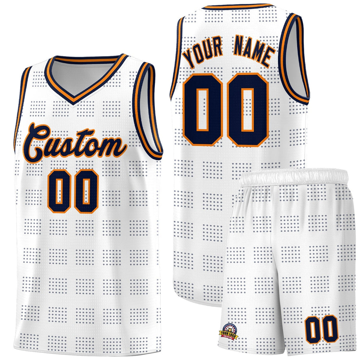 Custom White Navy Trailblazer Dot Pattern Sports Uniform Basketball Jersey |KXKSHOP