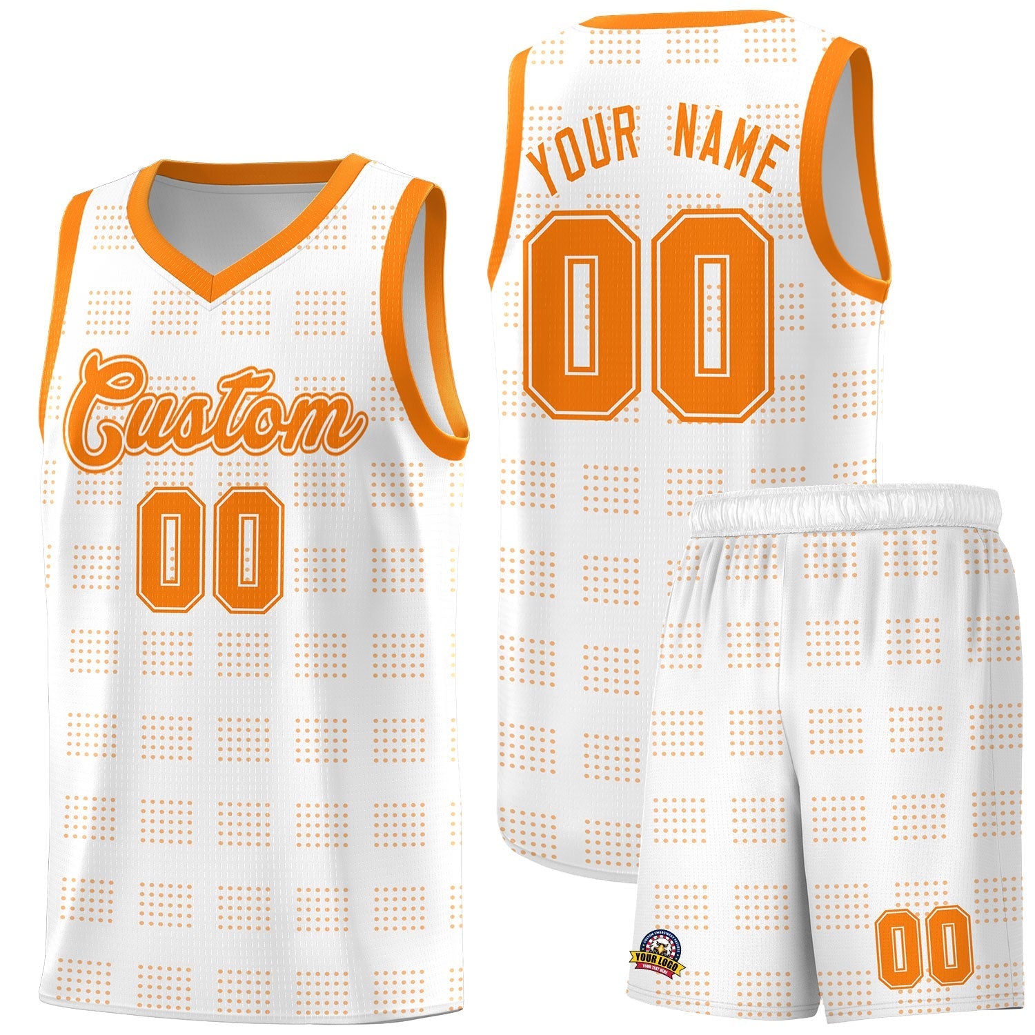 Custom White Orange Trailblazer Dot Pattern Sports Uniform Basketball Jersey |KXKSHOP