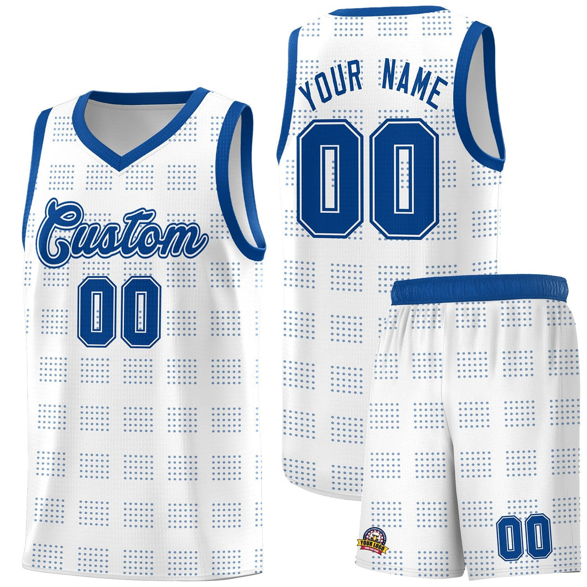 Custom White Royal Trailblazer Dot Pattern Sports Uniform Basketball Jersey |KXKSHOP