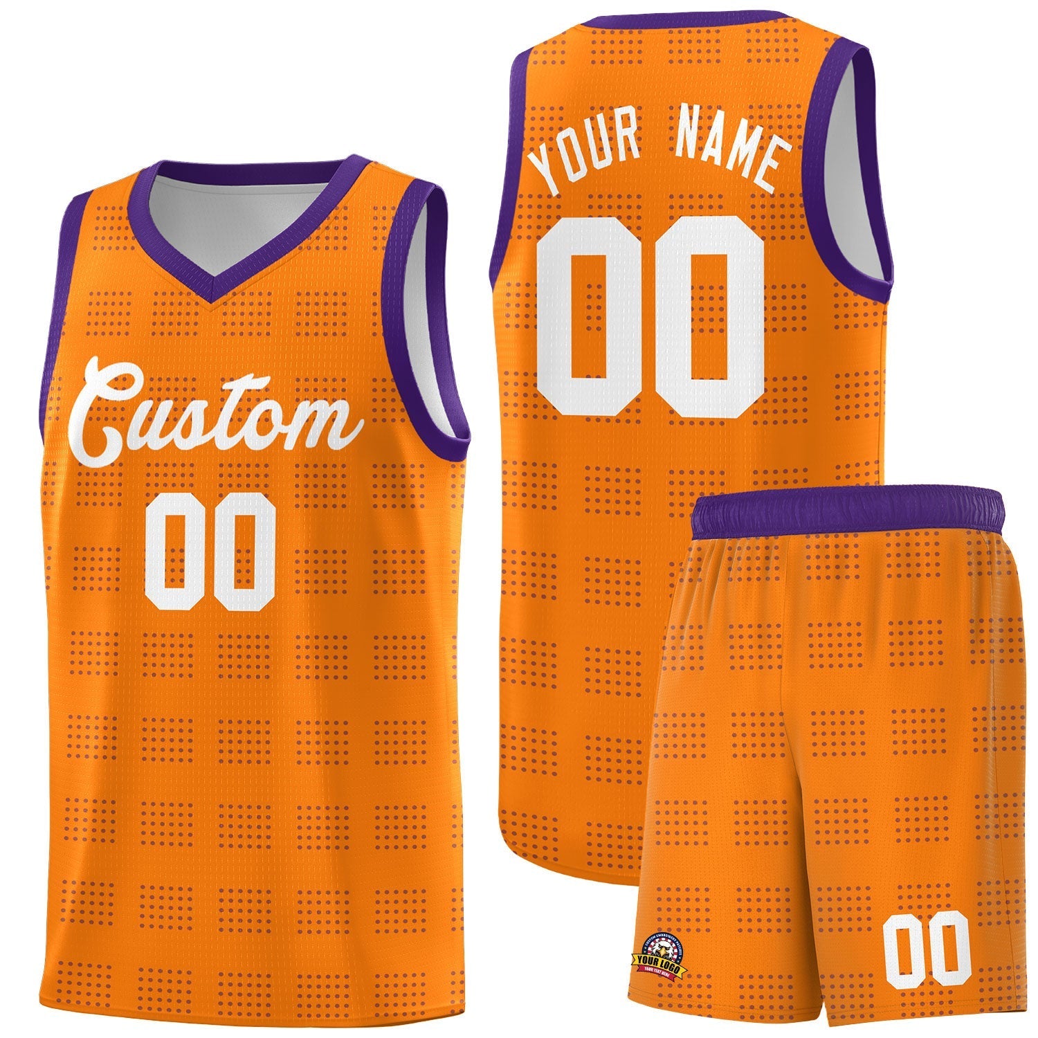 Custom Orange Purple Trailblazer Dot Pattern Sports Uniform Basketball Jersey |KXKSHOP