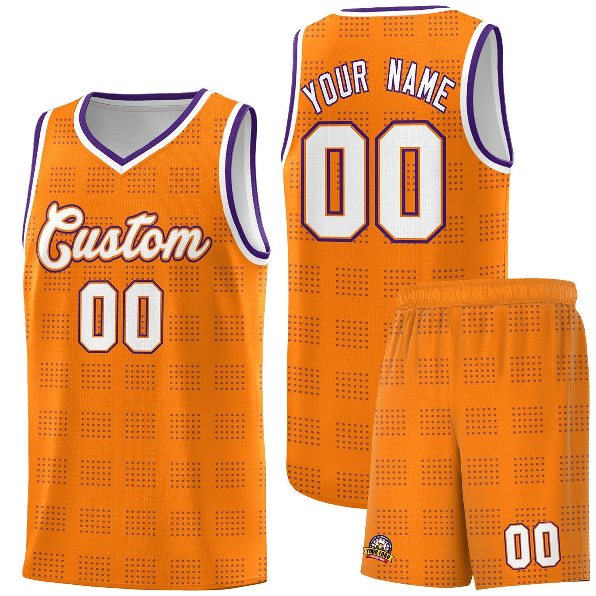 Custom Orange Purple Trailblazer Dot Pattern Sports Uniform Basketball Jersey |KXKSHOP
