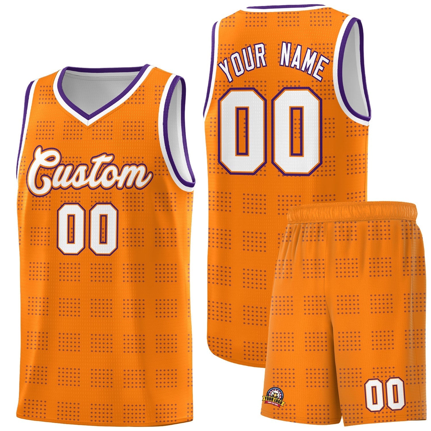 Custom Orange Purple Trailblazer Dot Pattern Sports Uniform Basketball Jersey |KXKSHOP