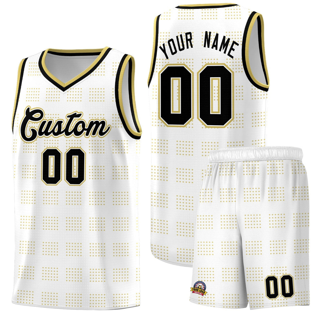 Custom White Old Gold Trailblazer Dot Pattern Sports Uniform Basketball Jersey |KXKSHOP