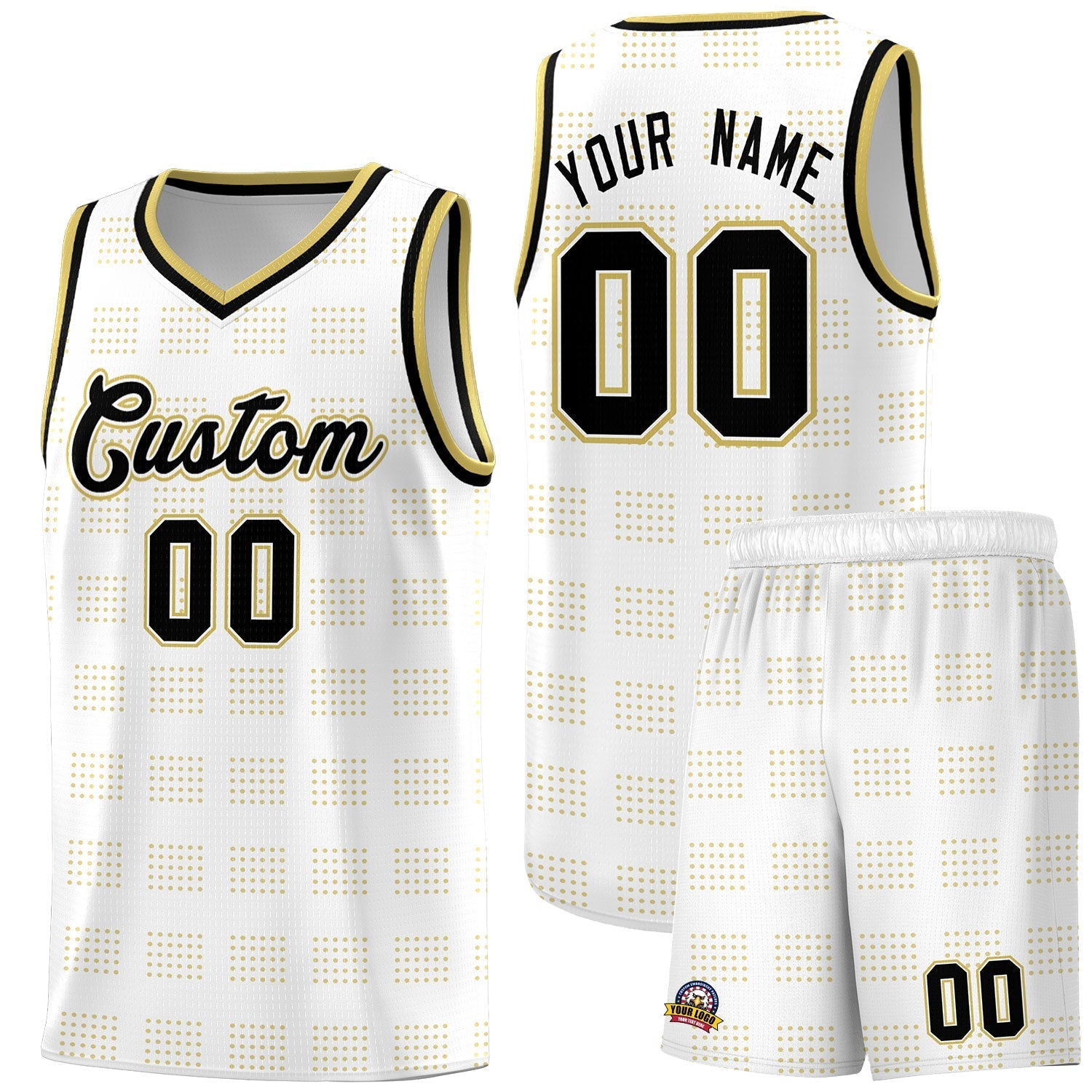 Custom White Old Gold Trailblazer Dot Pattern Sports Uniform Basketball Jersey |KXKSHOP