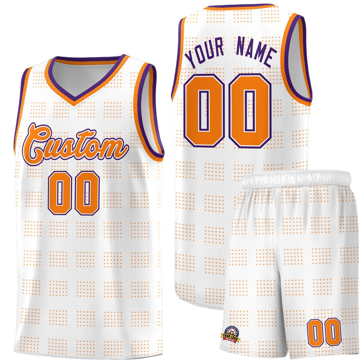 Custom White Orange Trailblazer Dot Pattern Sports Uniform Basketball Jersey |KXKSHOP