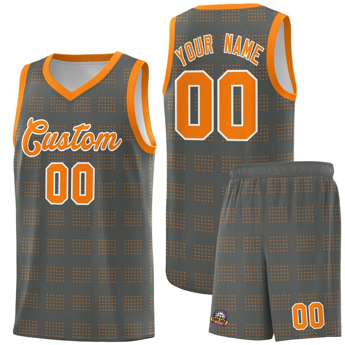 Custom Dark Gray Orange Trailblazer Dot Pattern Sports Uniform Basketball Jersey |KXKSHOP