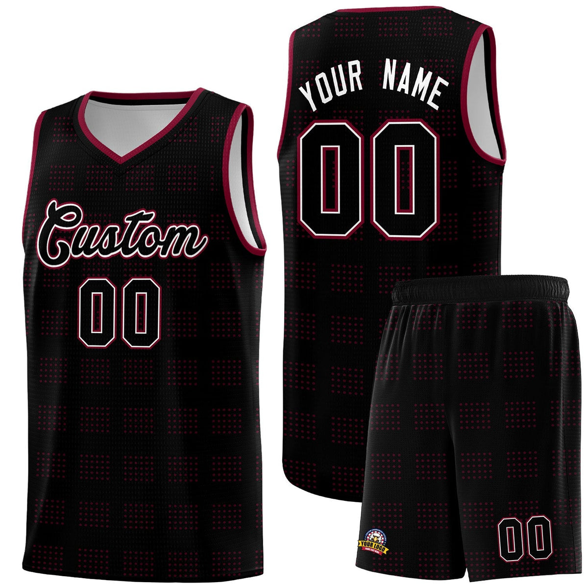 Custom Black Crimson Trailblazer Dot Pattern Sports Uniform Basketball Jersey |KXKSHOP