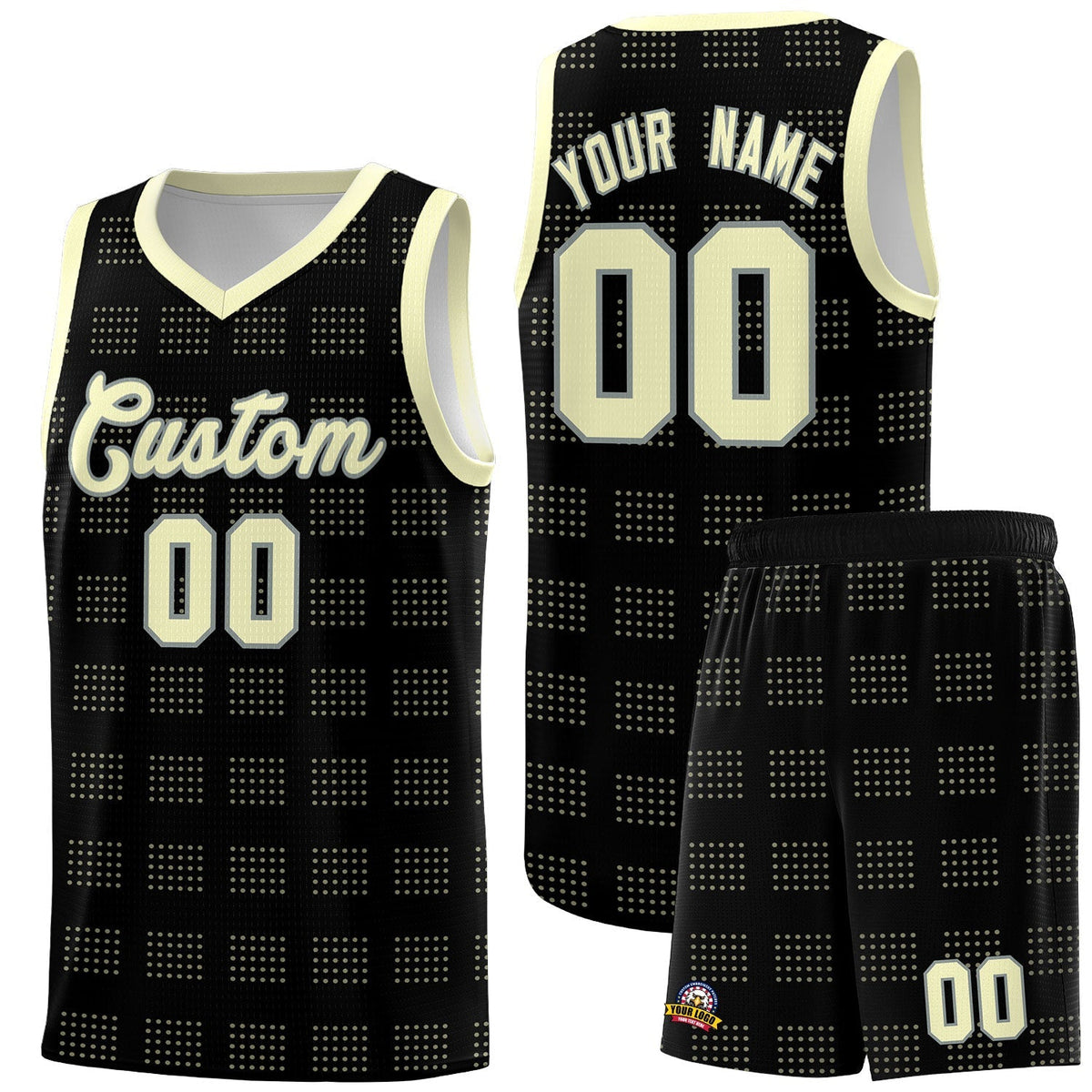 Custom Black Cream Trailblazer Dot Pattern Sports Uniform Basketball Jersey |KXKSHOP