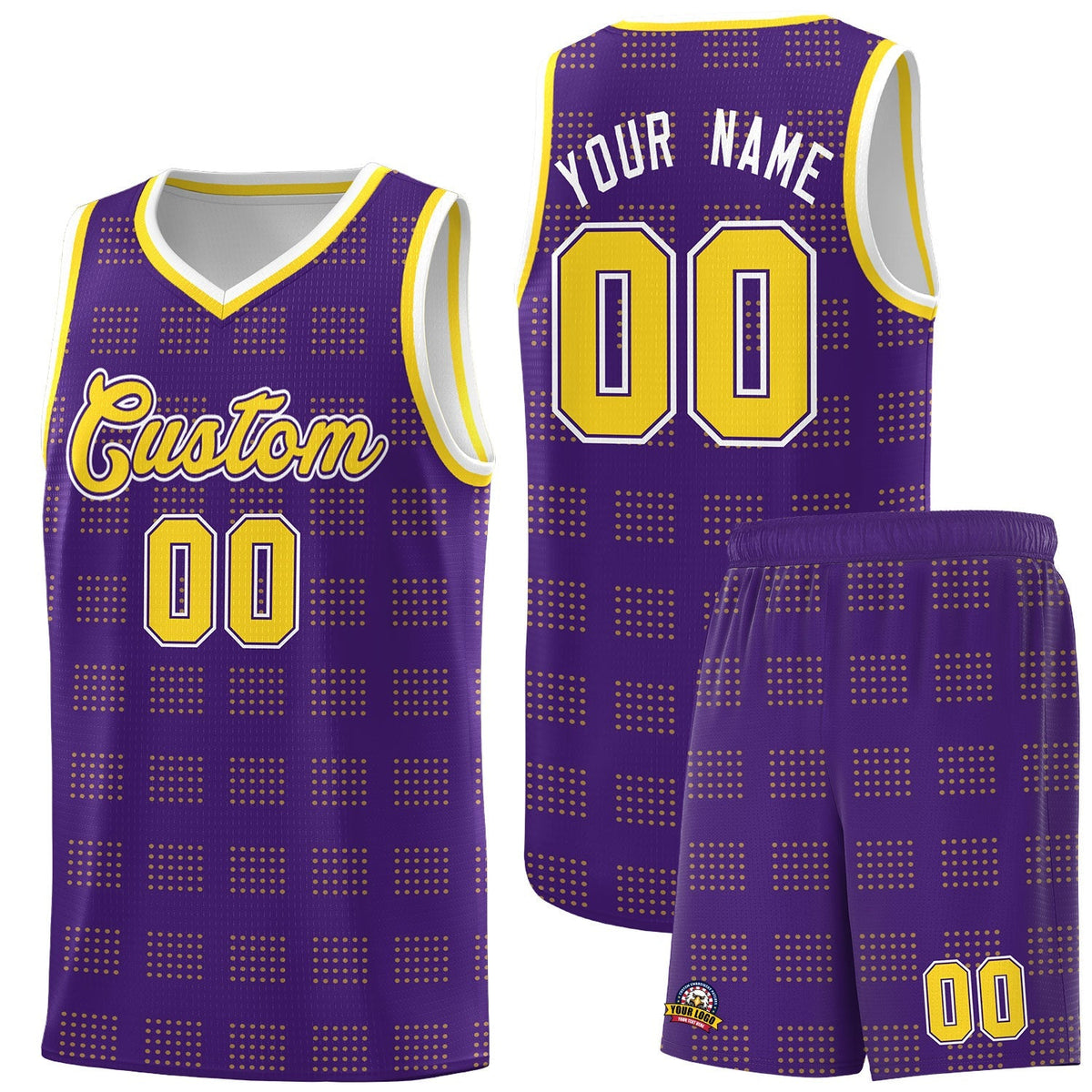 Custom Purple Gold Trailblazer Dot Pattern Sports Uniform Basketball Jersey |KXKSHOP