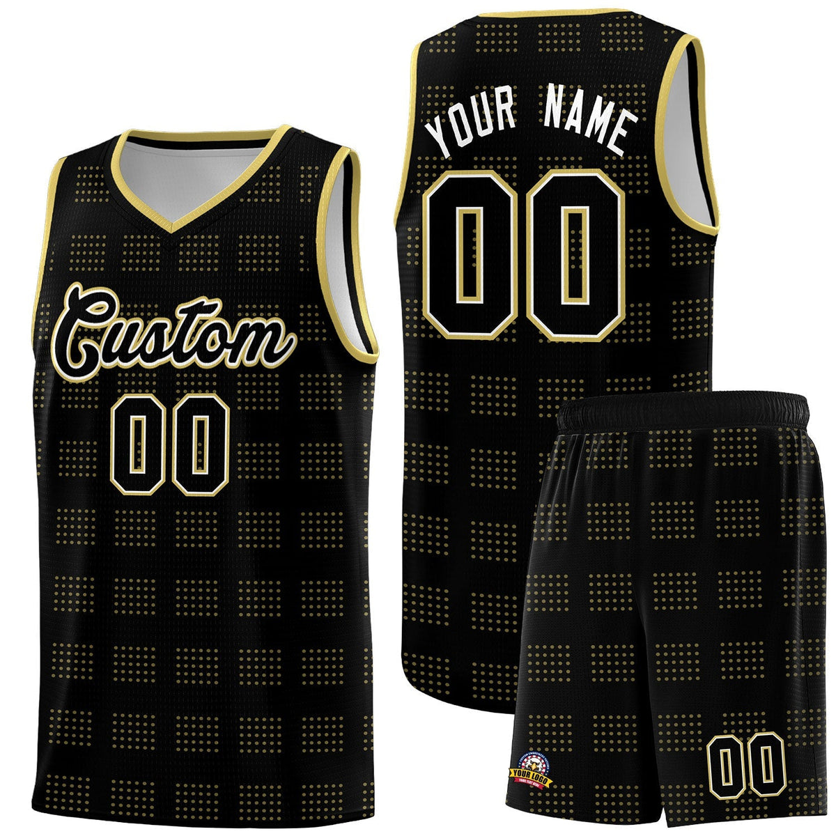 Custom Black Old Gold Trailblazer Dot Pattern Sports Uniform Basketball Jersey |KXKSHOP