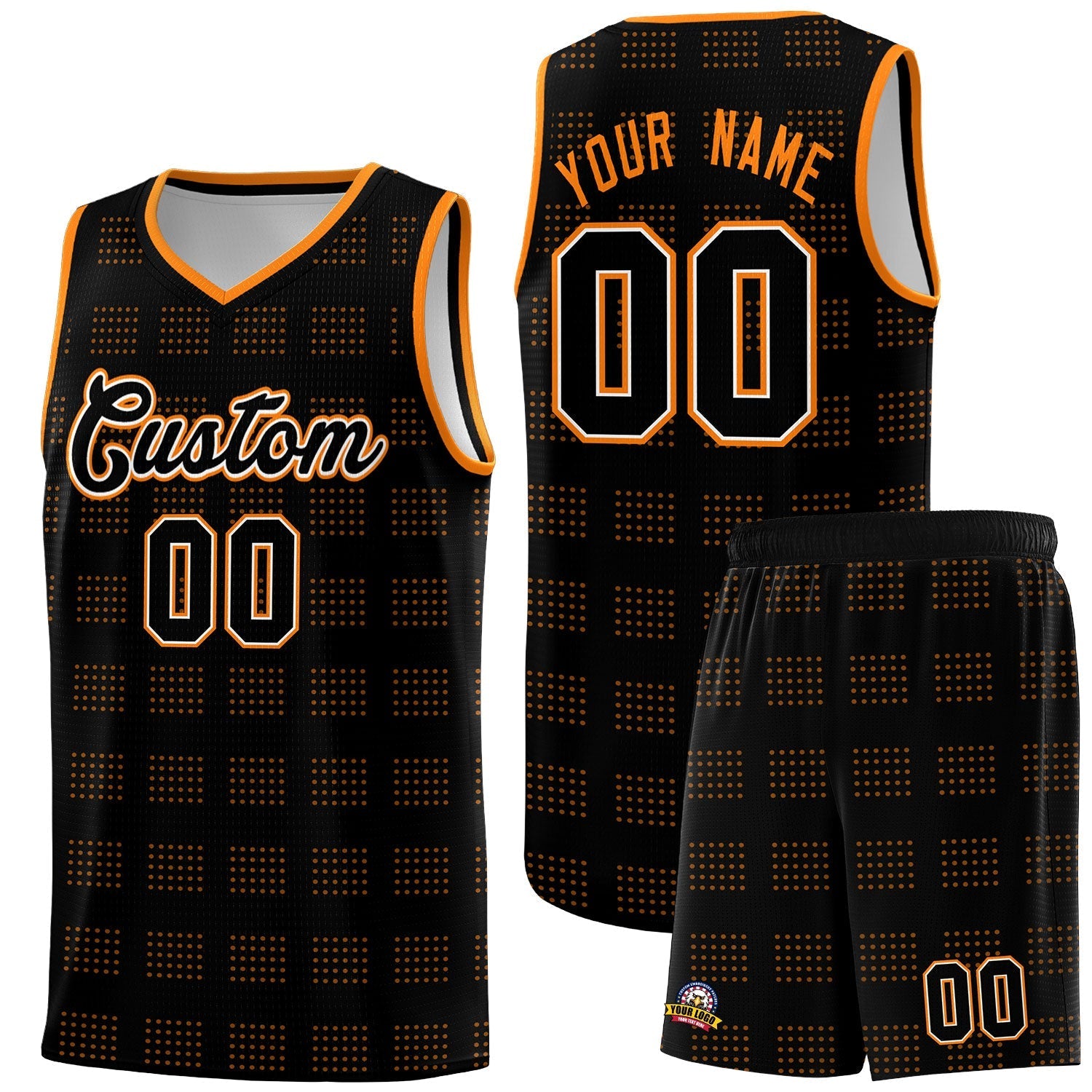 Custom Black Orange Trailblazer Dot Pattern Sports Uniform Basketball Jersey |KXKSHOP