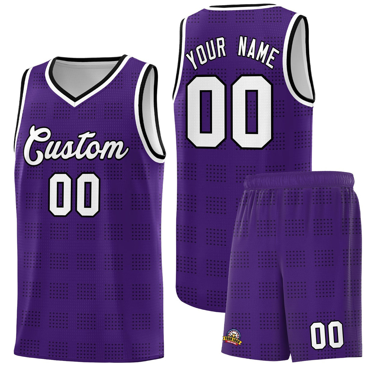 Custom Purple Black Trailblazer Dot Pattern Sports Uniform Basketball Jersey |KXKSHOP