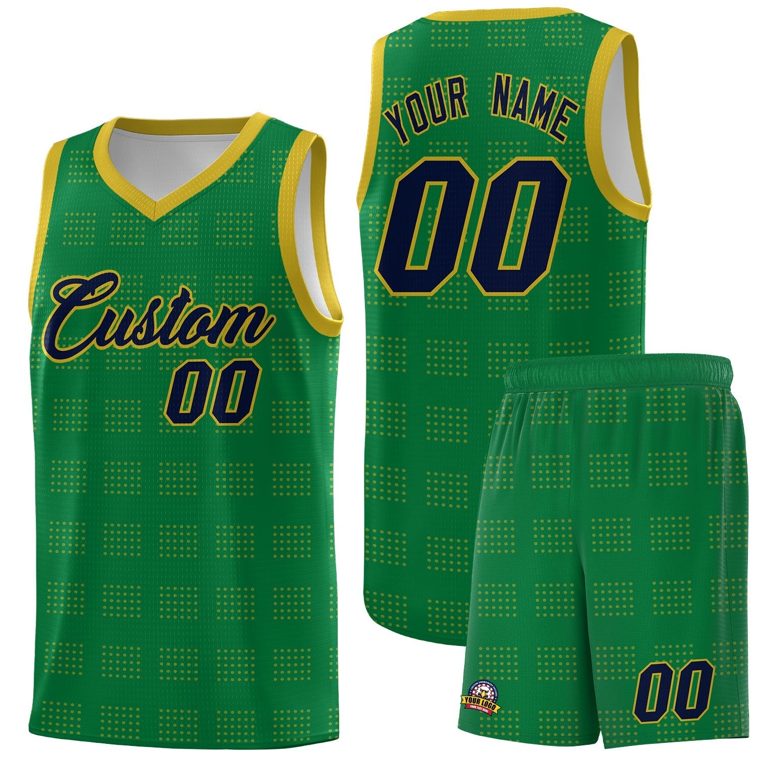 Custom Neon Green Navy-White Side Two-Tone Classic Sports Uniform Basketball Jersey |KXKSHOP