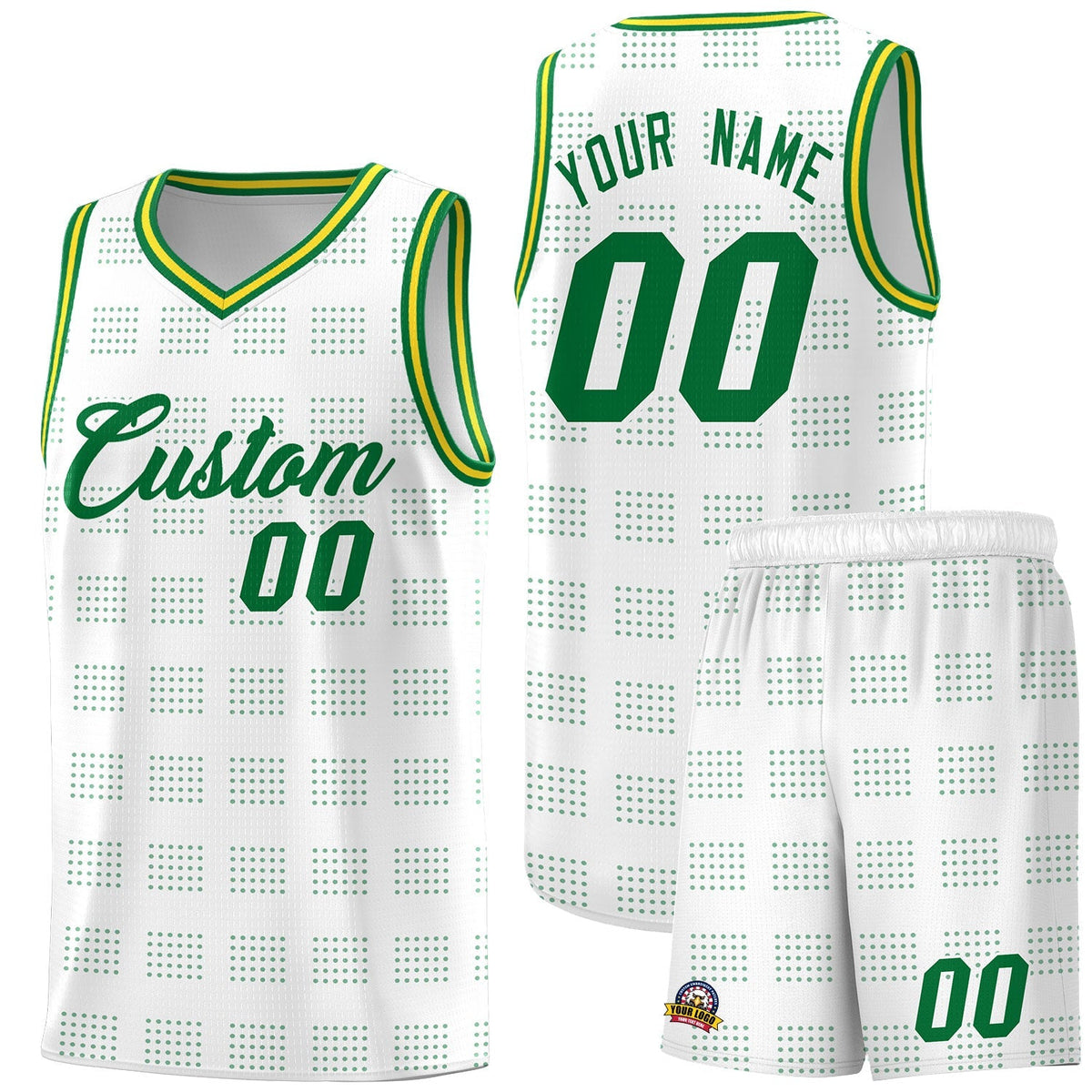 Custom Neon Green Navy-White Side Two-Tone Classic Sports Uniform Basketball Jersey |KXKSHOP