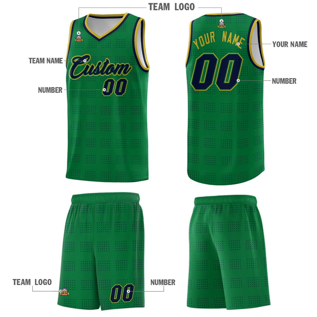 Custom Neon Green Navy-White Side Two-Tone Classic Sports Uniform Basketball Jersey |KXKSHOP