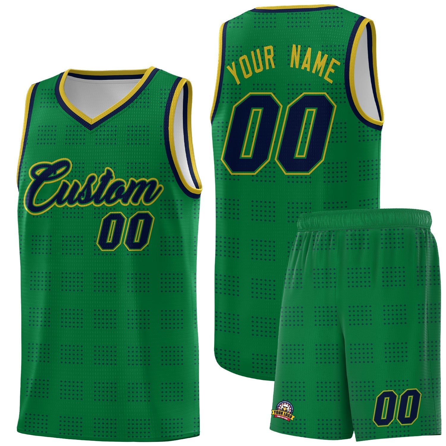 Custom Neon Green Navy-White Side Two-Tone Classic Sports Uniform Basketball Jersey |KXKSHOP