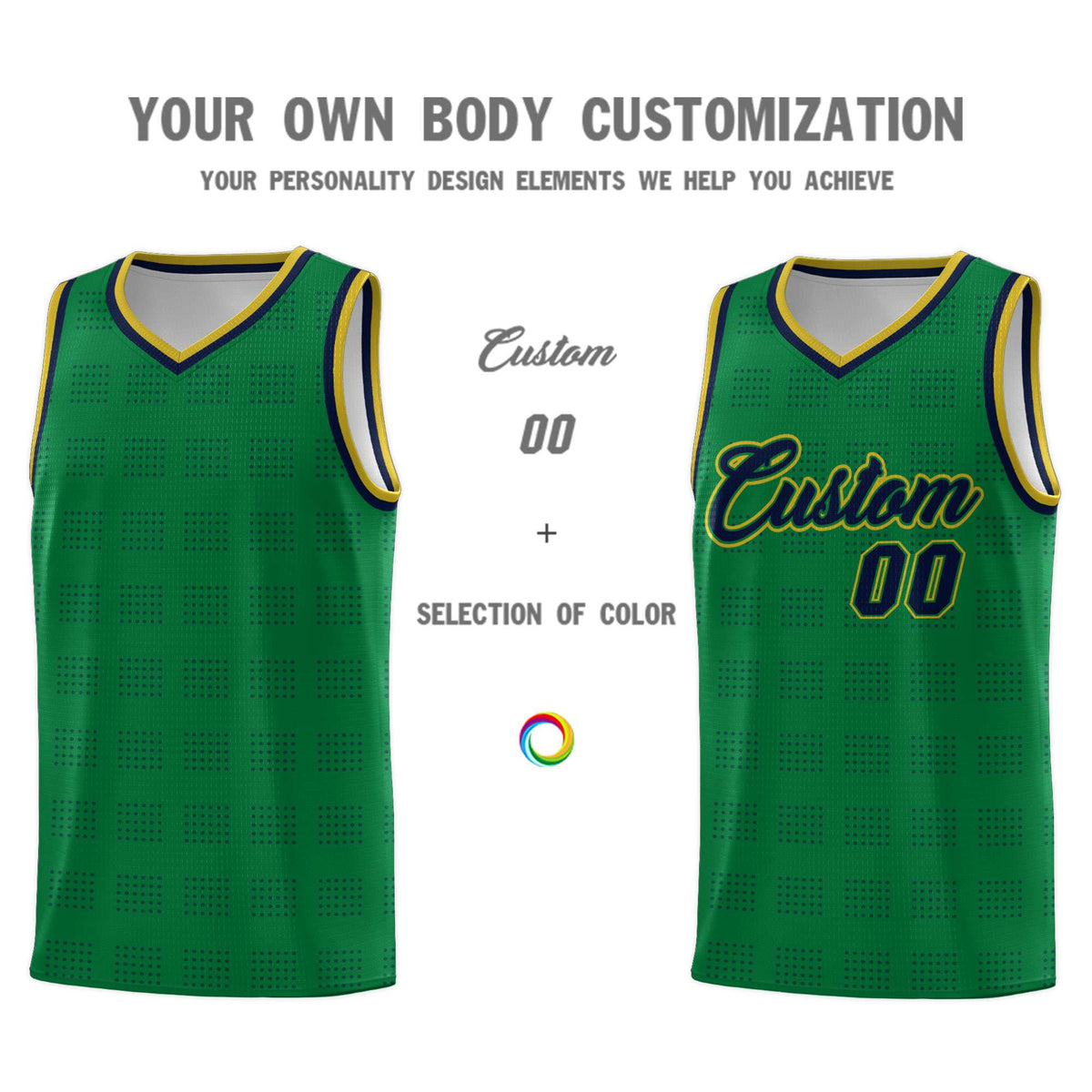 Custom Neon Green Navy-White Side Two-Tone Classic Sports Uniform Basketball Jersey |KXKSHOP
