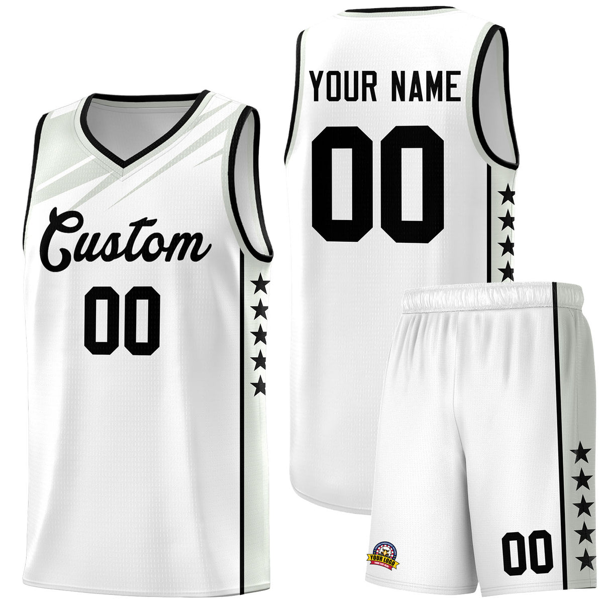 Custom Black Gray Wind Scarred Stars Graffiti Pattern Sets Basketball Jersey