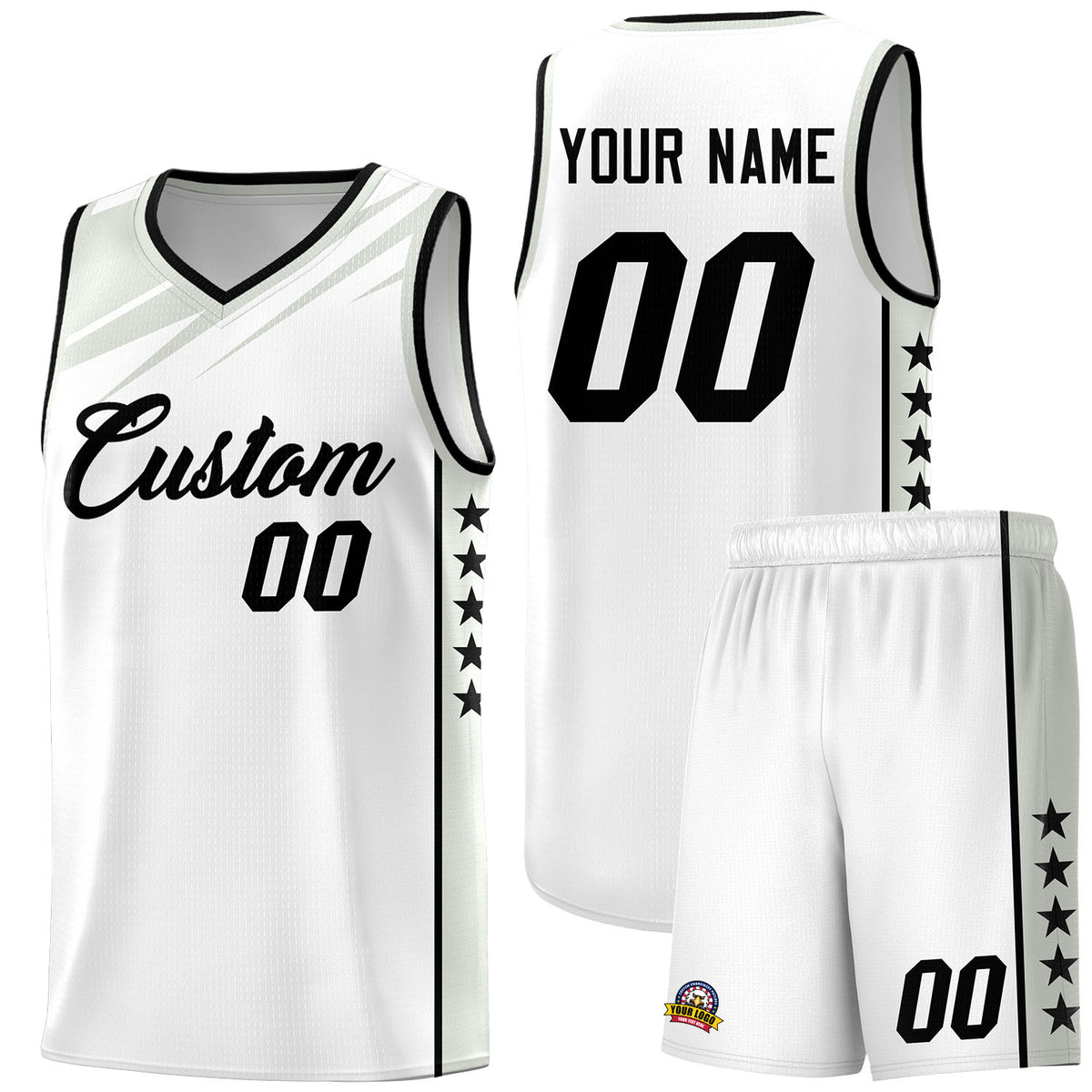 Custom Black Gray Wind Scarred Stars Graffiti Pattern Sets Basketball Jersey