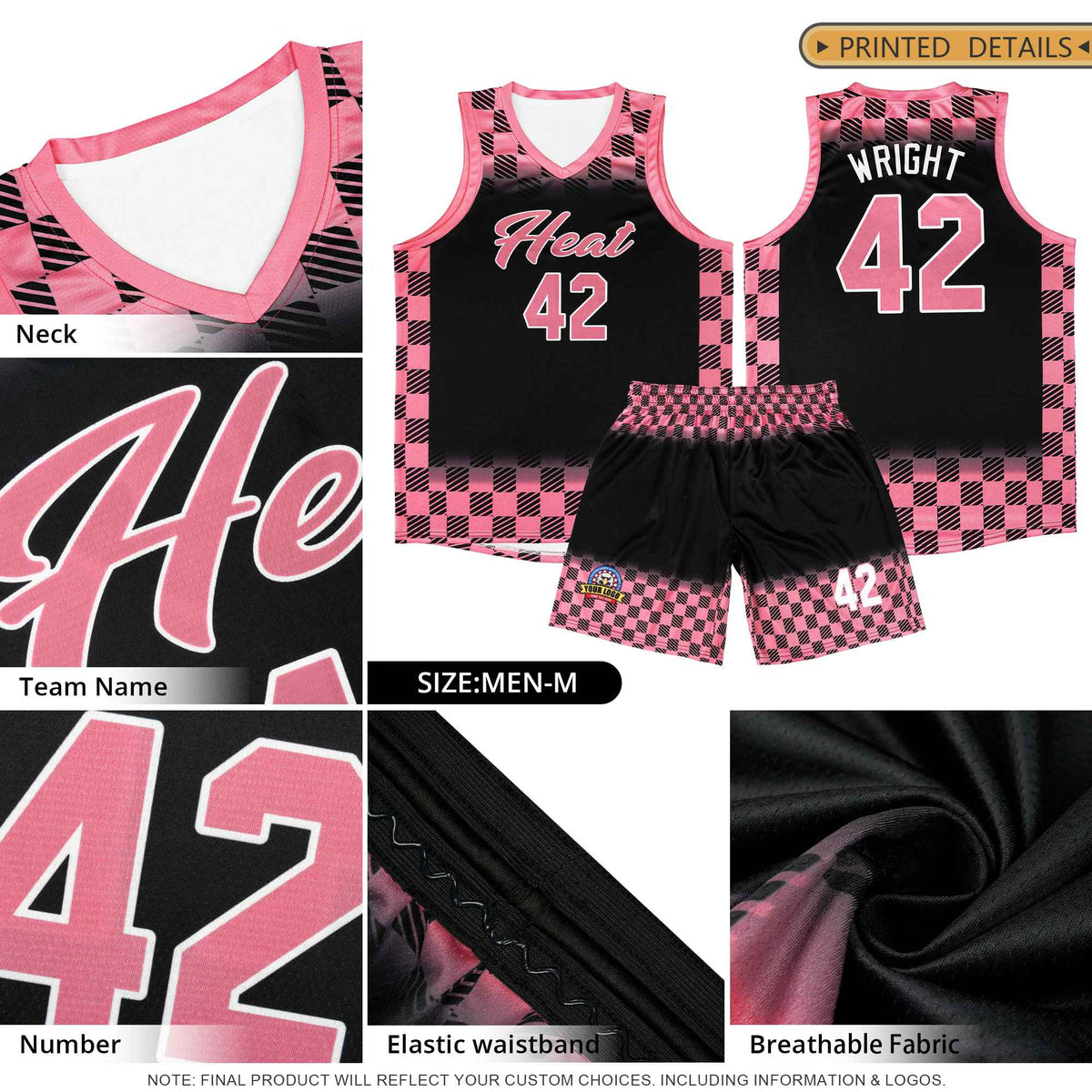 Custom Black Purple Classic Plaid Pattern Sports Uniform Basketball Jersey