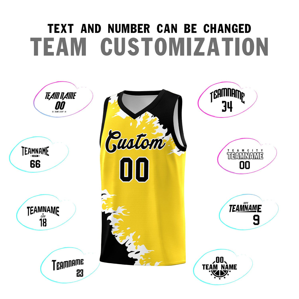 Custom Gold Black-White Sparkle Print Pattern Basketball Kits