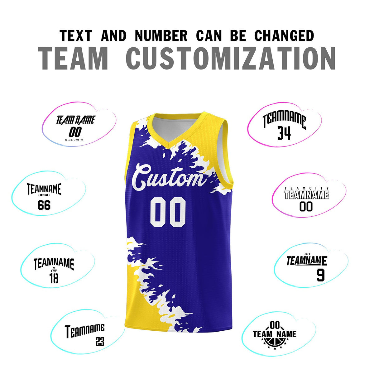 Custom Royal Gold-White Sparkle Print Pattern Basketball Kits