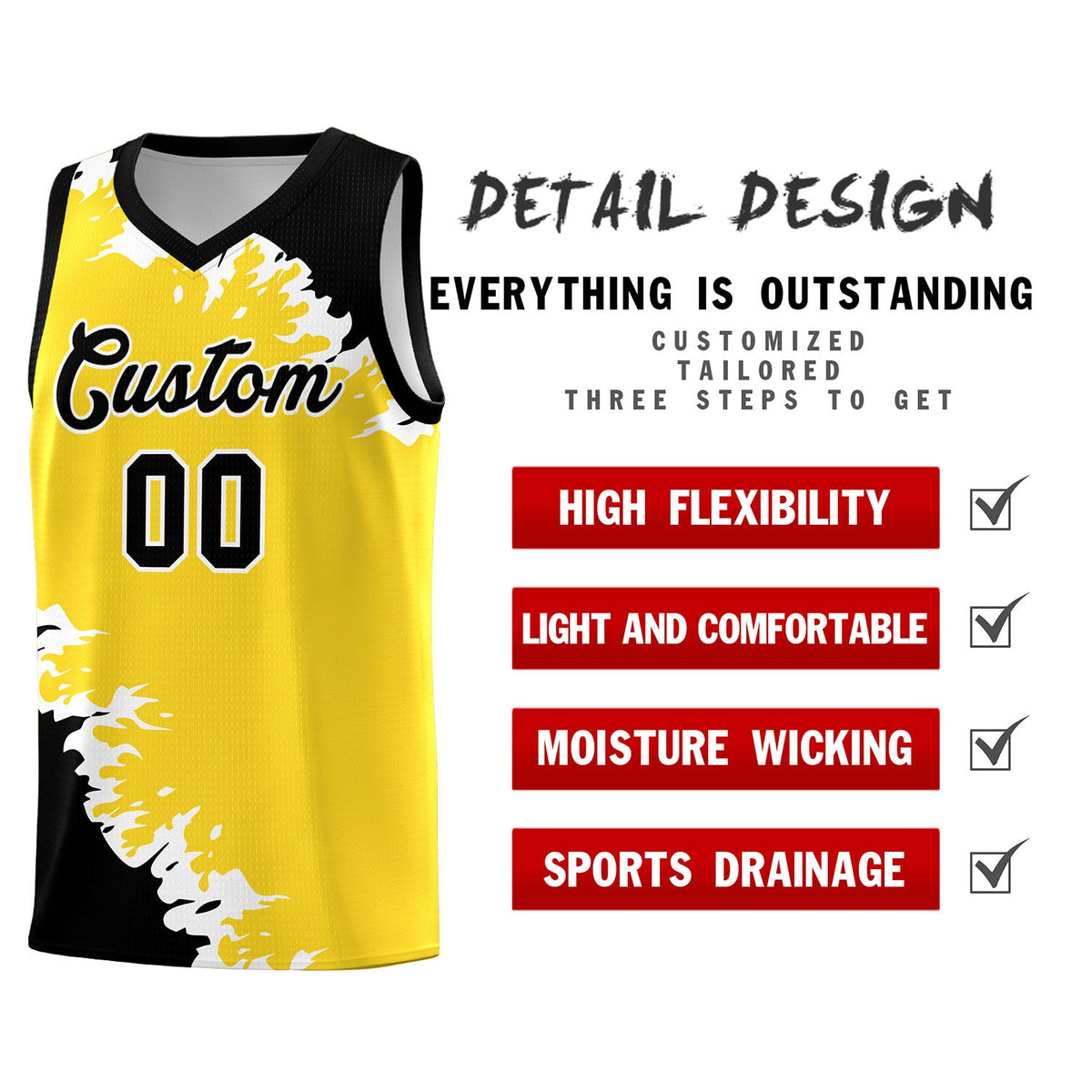 Custom Gold Black-White Sparkle Print Pattern Basketball Kits