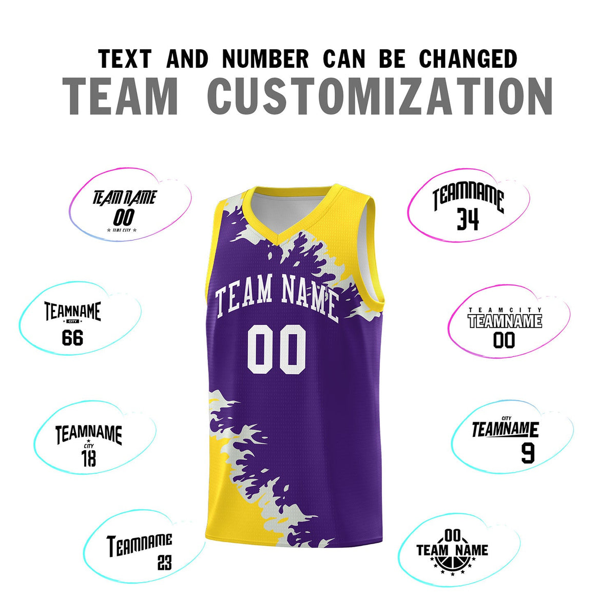Custom Purple Gold-Gray Sparkle Print Pattern Basketball Kits