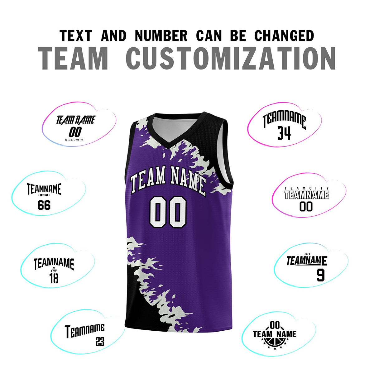 Custom Purple Black-Gray Sparkle Print Pattern Basketball Kits