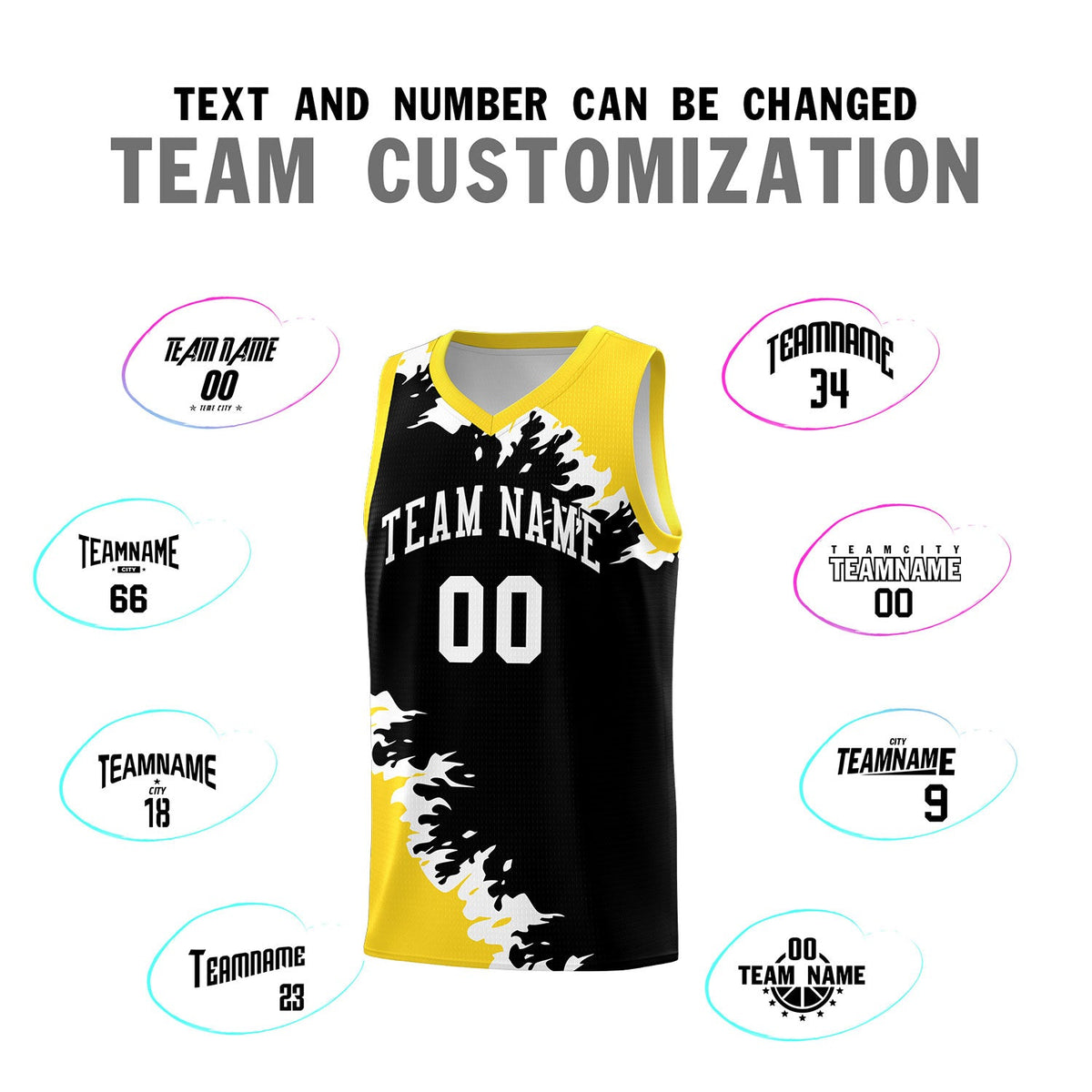 Custom Black Gold-White Sparkle Print Pattern Basketball Kits