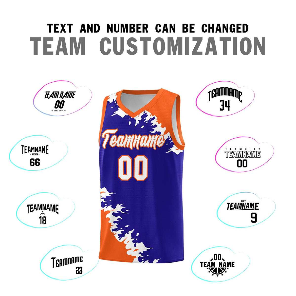 Custom Royal Orange-White Sparkle Print Pattern Basketball Kits
