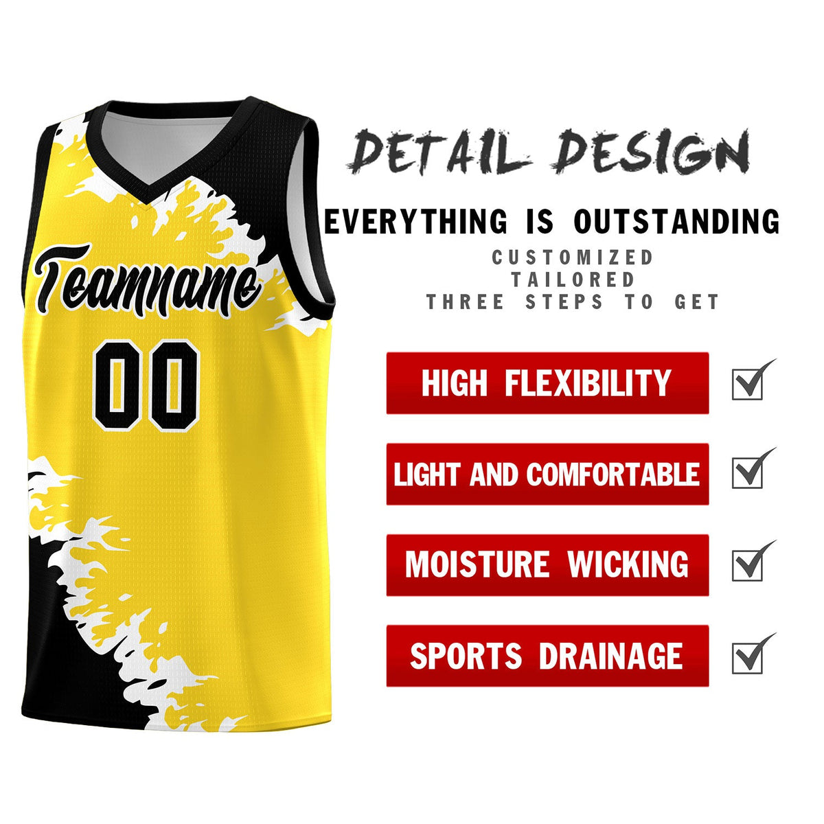 Custom Gold Black-White Sparkle Print Pattern Basketball Kits