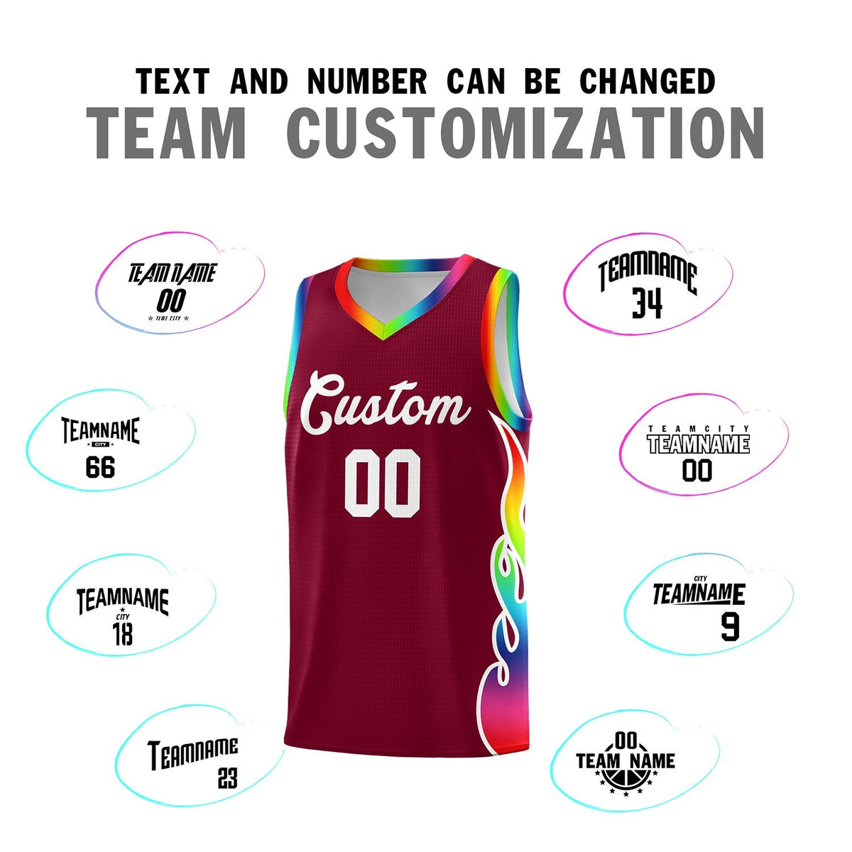 Custom Crimson Side Flame Pattern Fashion Sports Uniform Basketball Jersey|KXKSHOP