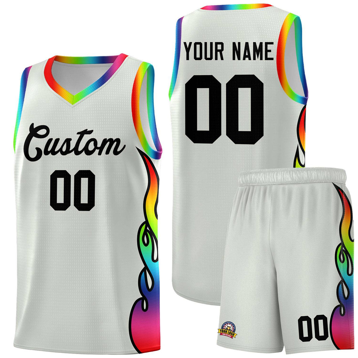 Custom Gray Side Flame Pattern Fashion Sports Uniform Basketball Jersey|KXKSHOP