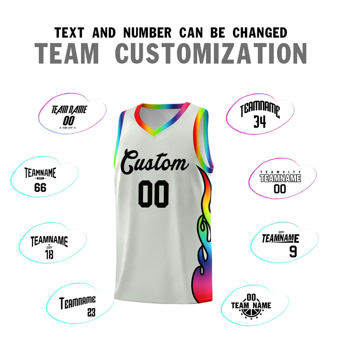 Custom Gray Side Flame Pattern Fashion Sports Uniform Basketball Jersey|KXKSHOP