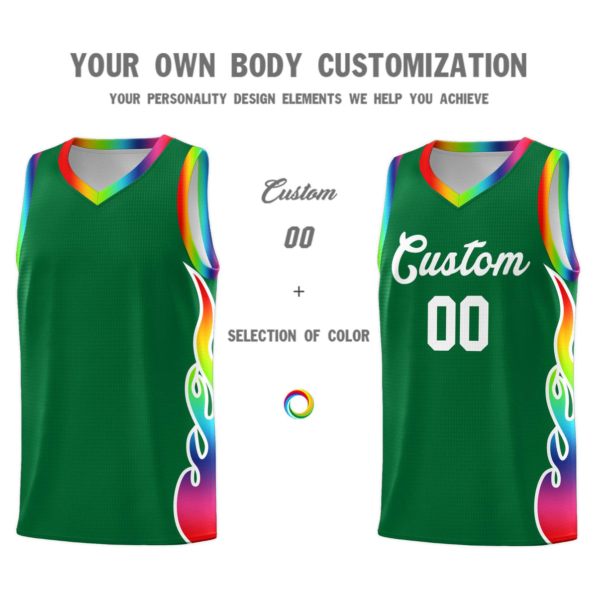 Custom Kelly Green Side Flame Pattern Fashion Sports Uniform Basketball Jersey|KXKSHOP