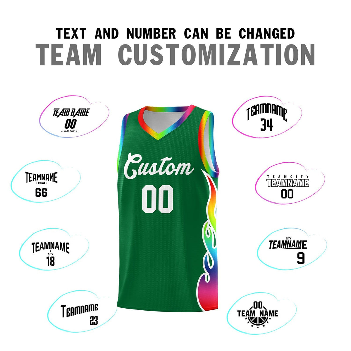 Custom Kelly Green Side Flame Pattern Fashion Sports Uniform Basketball Jersey|KXKSHOP