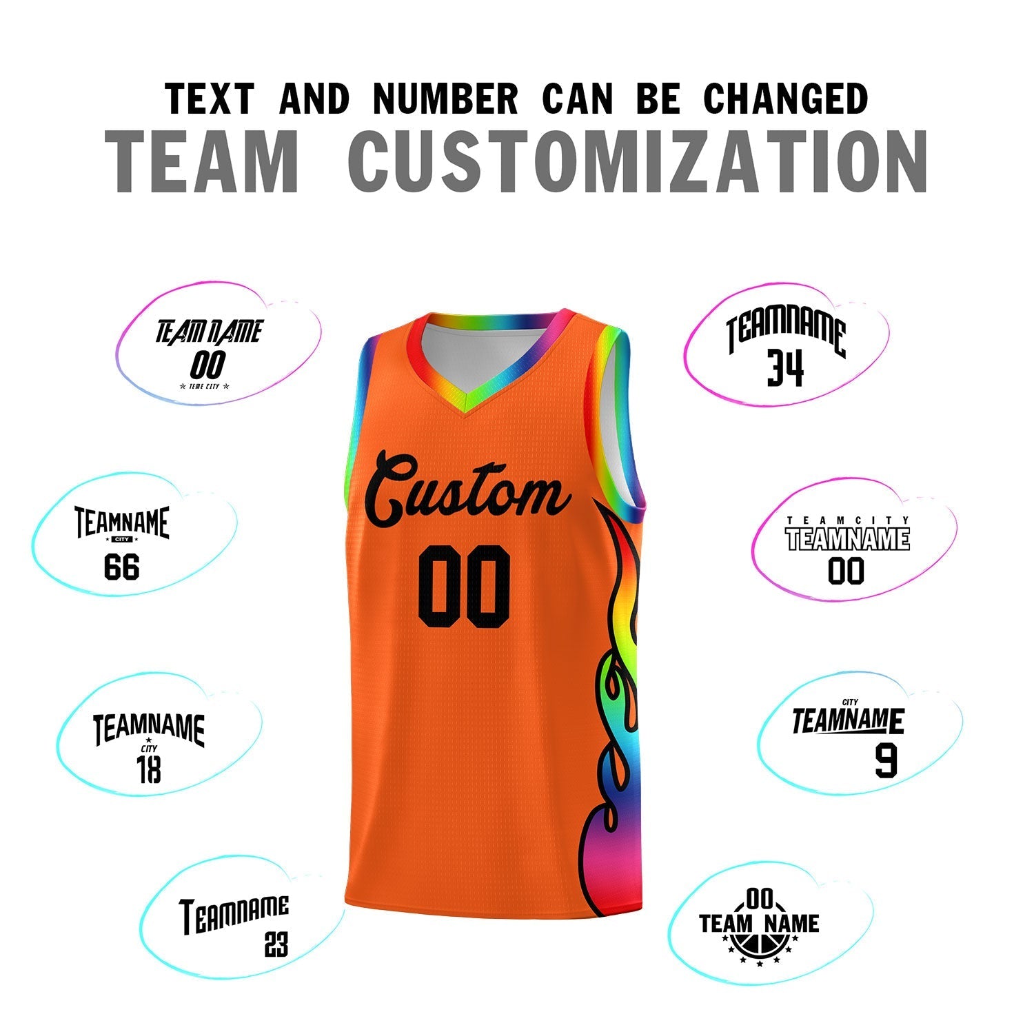 Custom Texas Orange Side Flame Pattern Fashion Sports Uniform Basketball Jersey|KXKSHOP