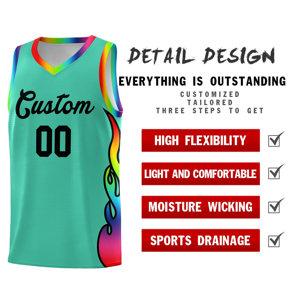 Custom Bright Green Side Flame Pattern Fashion Sports Uniform Basketball Jersey|KXKSHOP