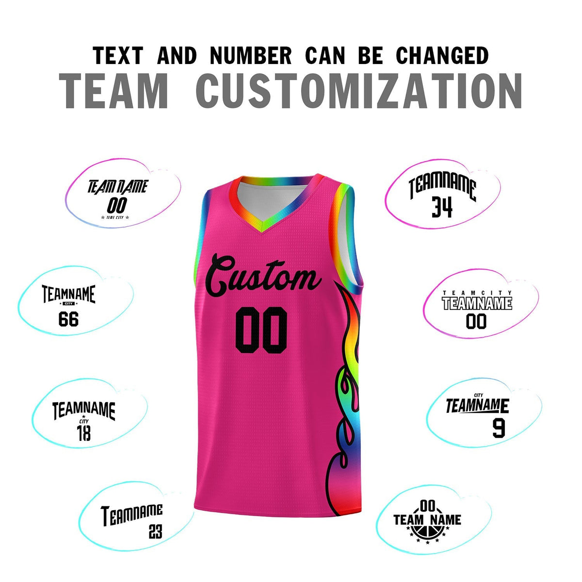 Custom Rose Red Side Flame Pattern Fashion Sports Uniform Basketball Jersey|KXKSHOP