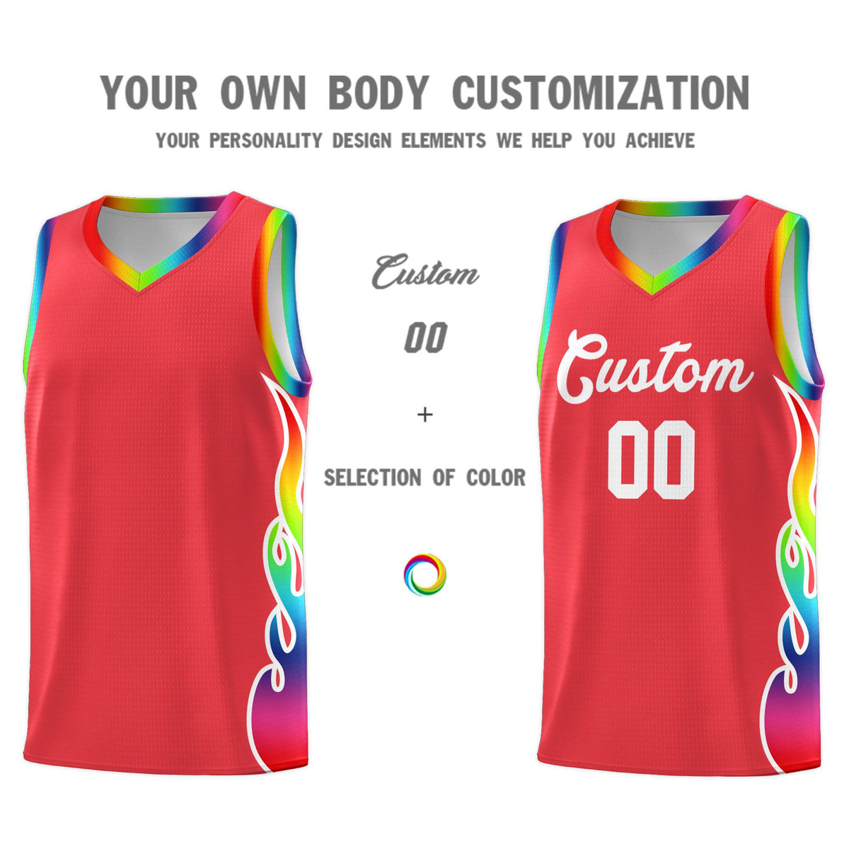 Custom Light Red Side Flame Pattern Fashion Sports Uniform Basketball Jersey|KXKSHOP